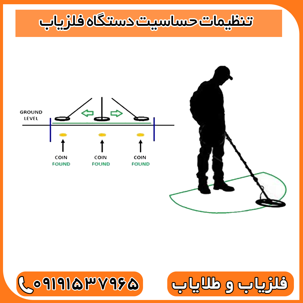 تنظیمات حساسیت دستگاه فلزیاب